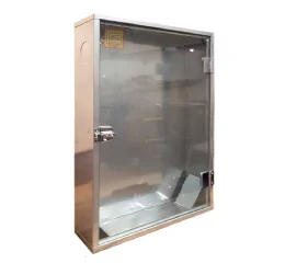 Abrigo para Mangueira em Aço Inox com Tampa de Vidro – Sobrepor